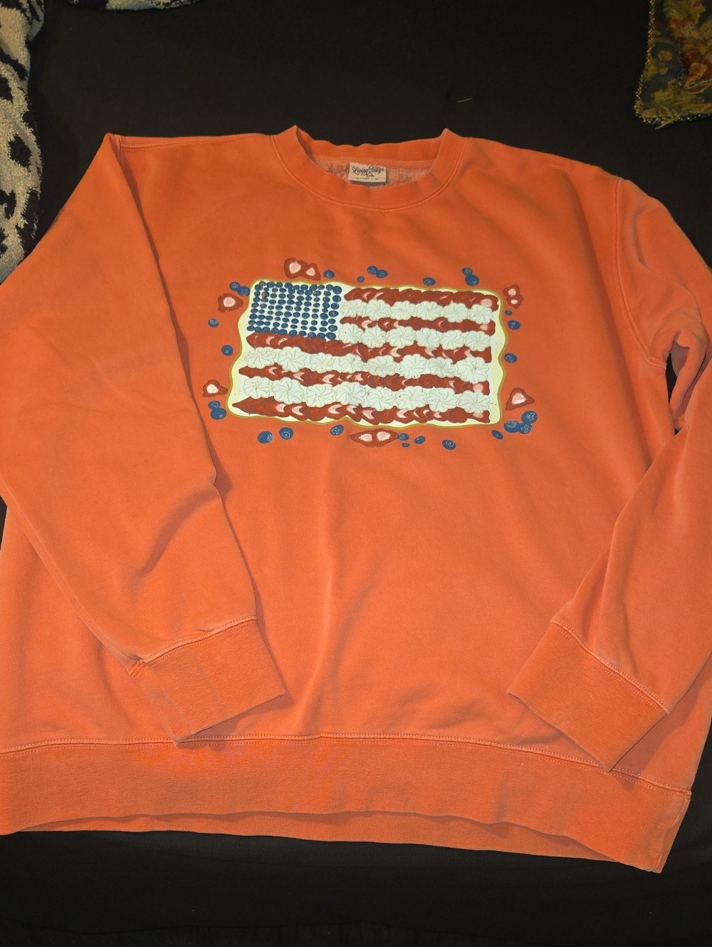 Bright Orange Flag Graphic Crewneck Sweatshirt